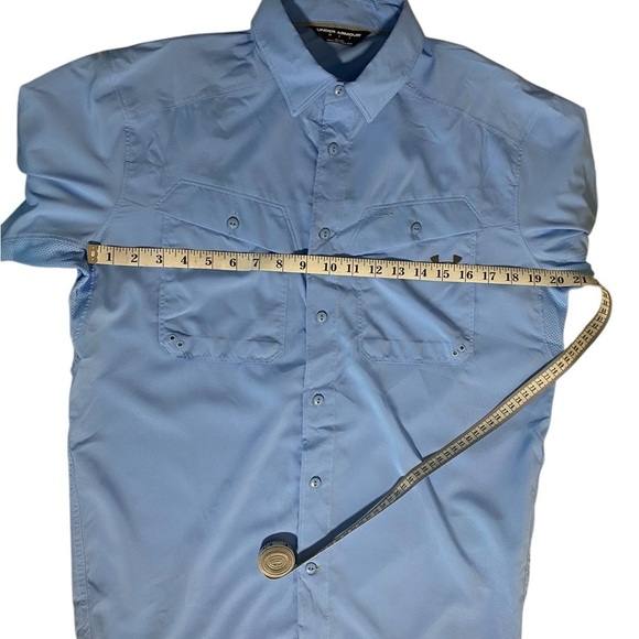 Under Armour Blue Dress Shirt Lightweight Short Sleeve - Picture 6 of 8